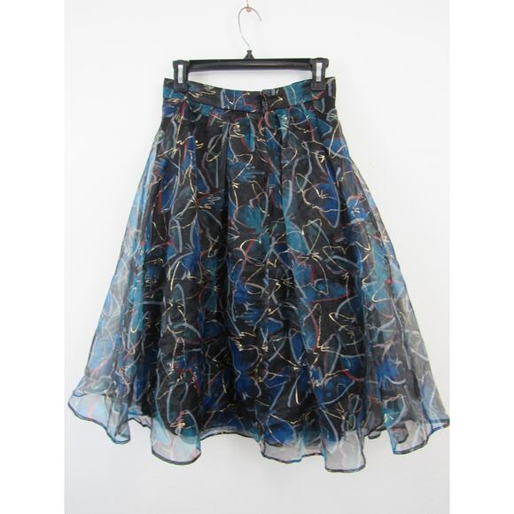 Moulinette Soeurs Size 4 Anthropologie Butterfly Mesh Skirt Blue Abstract Artsy - Picture 5 of 7